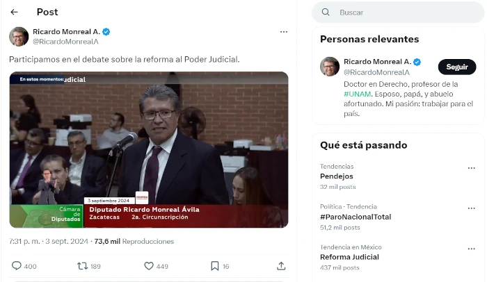 Debate en Poder Judicial Ricardo monreal, gerrdo fernandez noroña